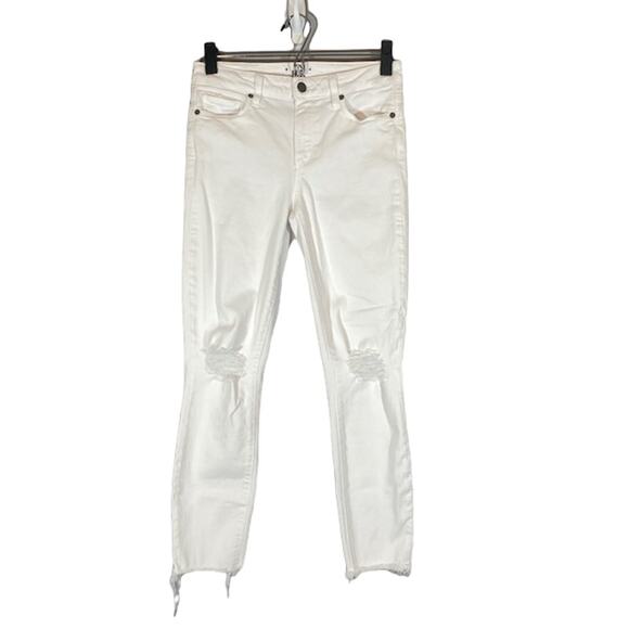 Paige White Verdugo Crop Cotton Blend Distressed Raw Hem Denim Jeans Women Sz 27 - Picture 1 of 12
